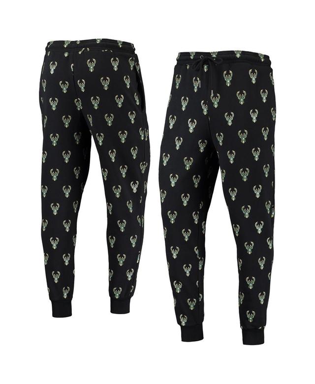 Mens The Wild Collective Black Milwaukee Bucks Allover Logo Jogger Pants Product Image