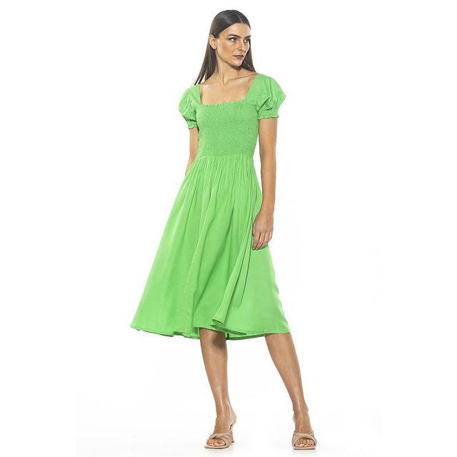 Alexia Admor Women's Ali Smocked Fit And Flare Dress, Green, 6 Product Image