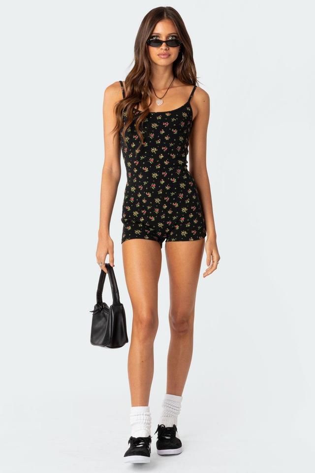 Ditsy Open Back Tie Romper Product Image