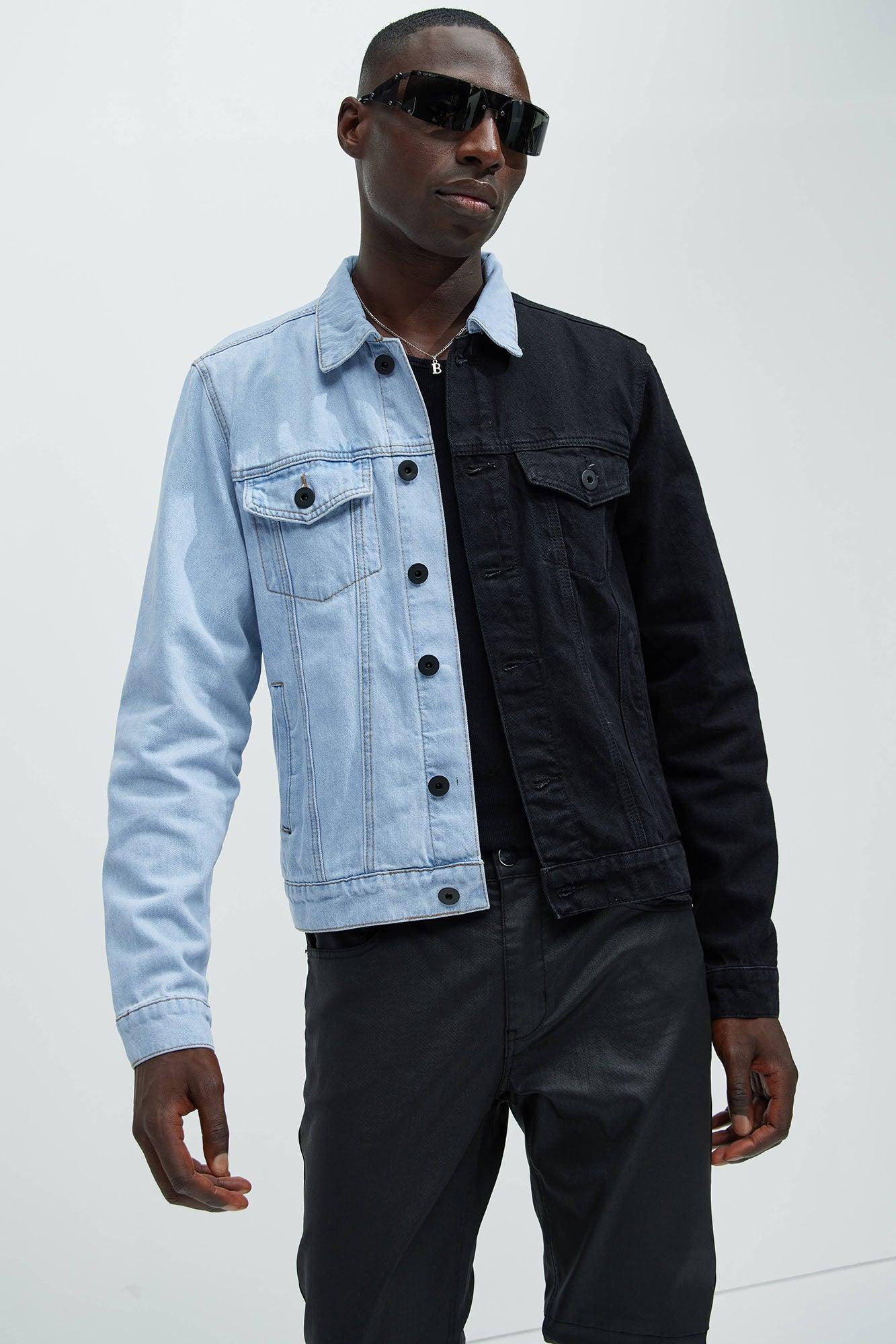 Two Tone Denim Jacket - Black/Combo Product Image