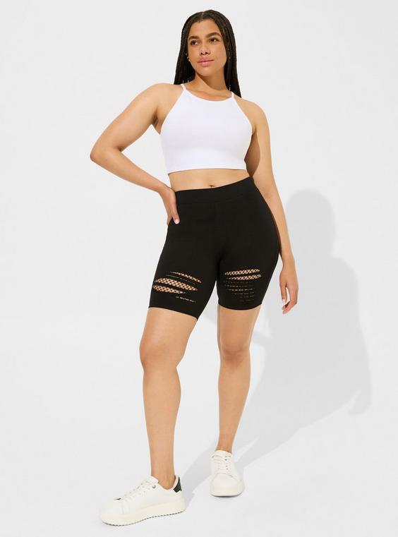 9 Inch Signature Waist Slashed Fishnet Bike Short Product Image