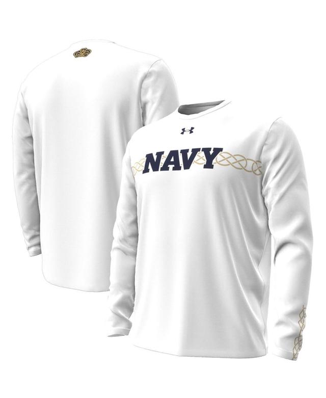 Mens Under Armour White Navy Midshipmen 2023 Aer Lingus College Football Classic Performance Long Sleeve T-shirt Product Image