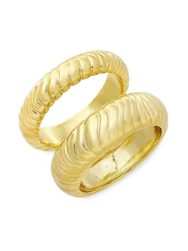 Womens Frances 14K-Yellow-Gold Vermeil 2-Piece Ring Set Product Image