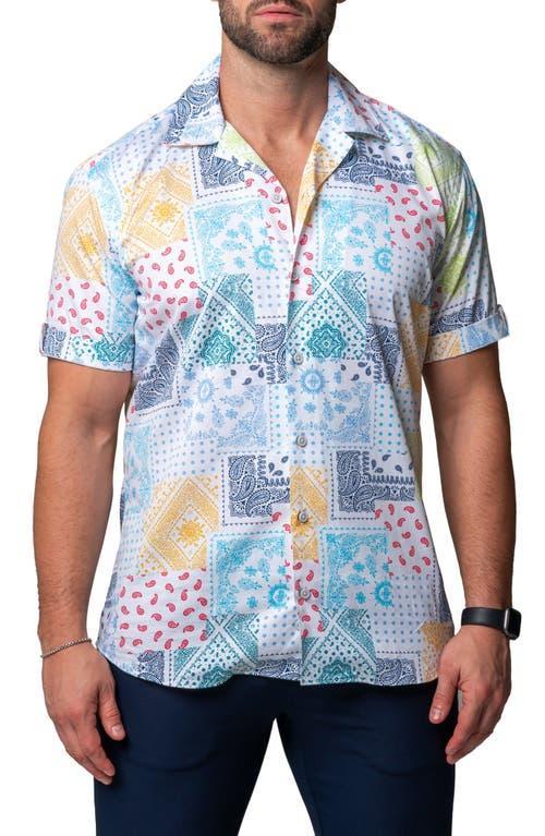 Maceoo Galileo Scarf White Short Sleeve Contemporary Fit Button-Up Shirt Product Image