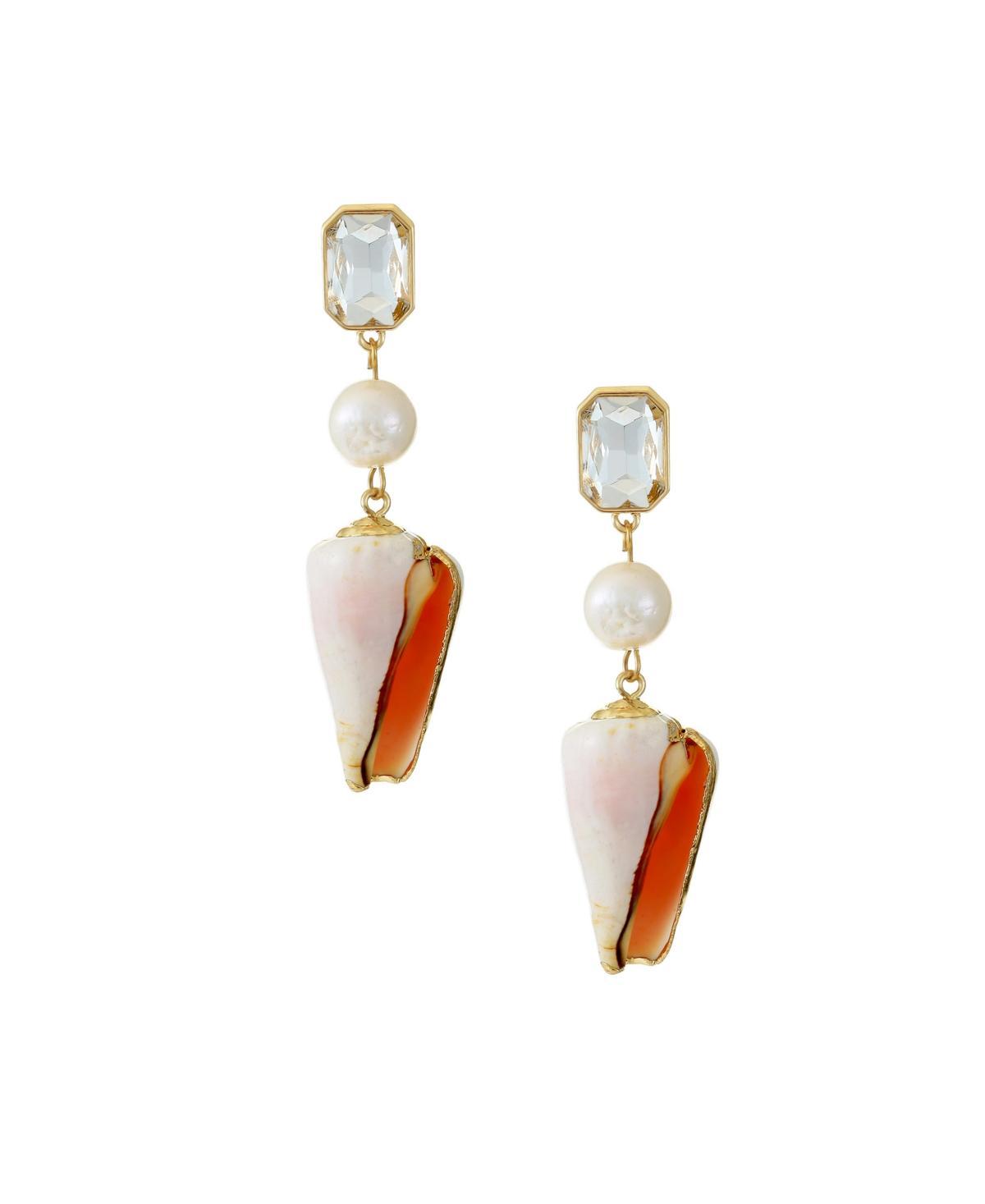 Ettika Shell & Freshwater Pearl Drop Earrings Product Image