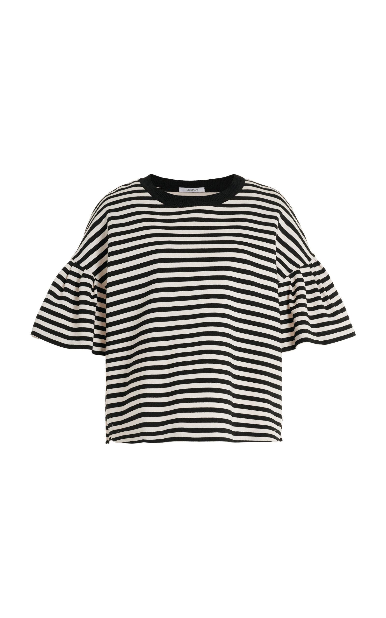 MAX MARA Peirak Striped Top With Ruffle Sleeves In Black White Product Image