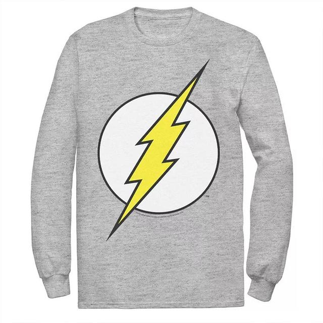 Mens DC Comics The Flash Classic Logo Long Sleeve Tee Athletic Grey Product Image