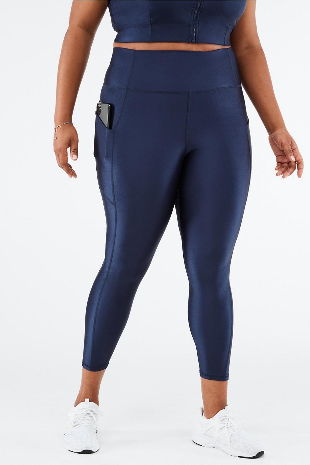 Fabletics Oasis High-Waisted Shine 7/8 Legging Womens blue Size XXS Product Image