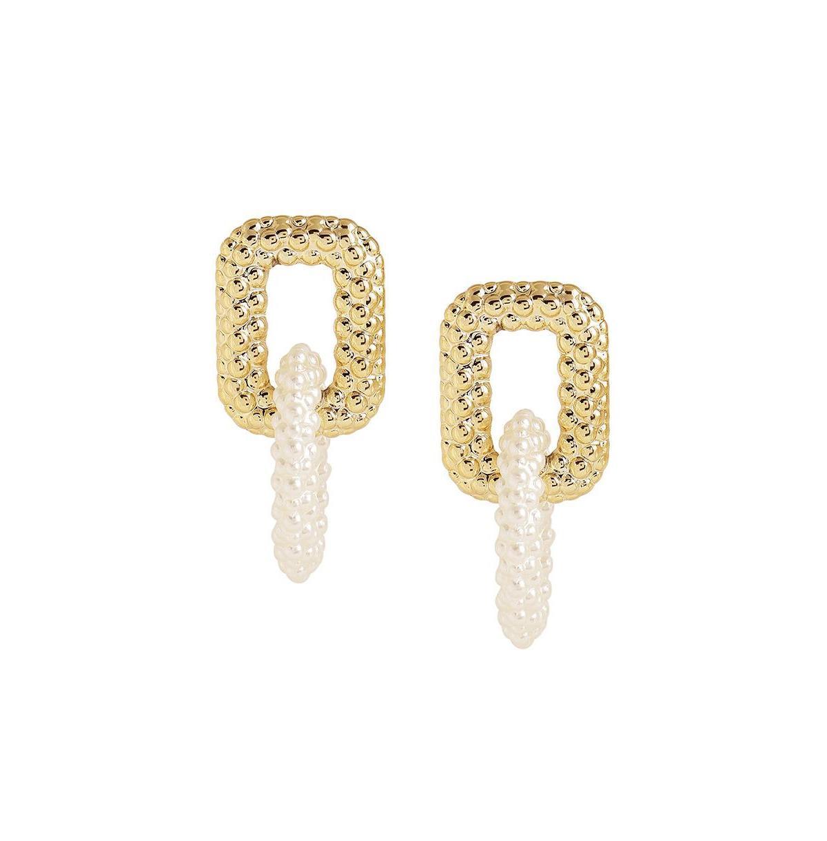 Sohi Womens White Link Drop Earrings Product Image