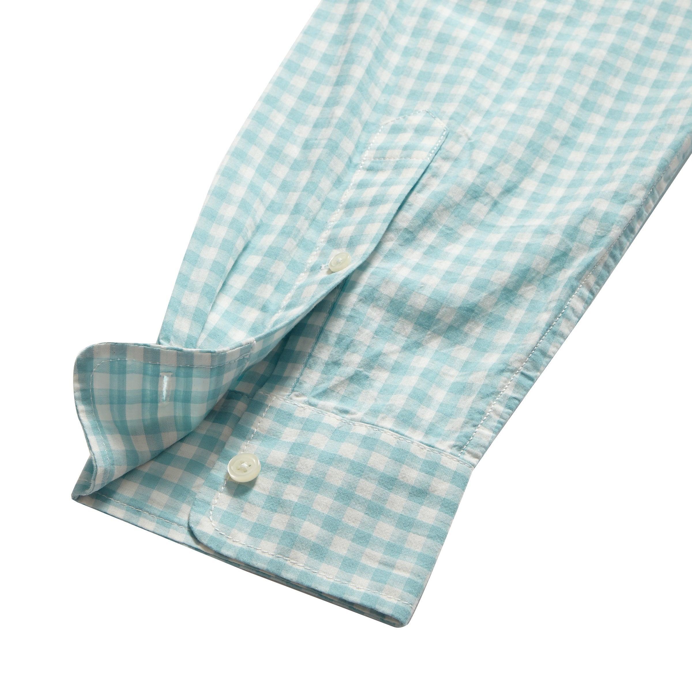 Grange Shadow Gingham Shirt- Seafoam (Final Sale) Product Image