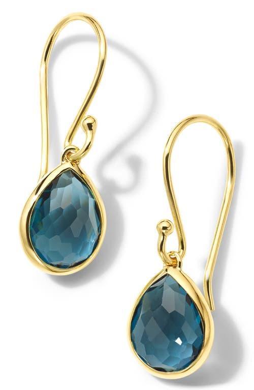 Womens Rock Candy 18K Green Gold & London-Blue-Topaz Teeny Teardrop Earrings Product Image