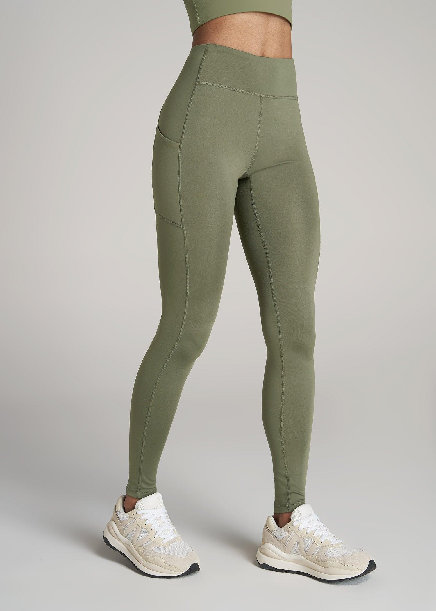 Women's Active Tall Leggings with Pockets in Olive Product Image