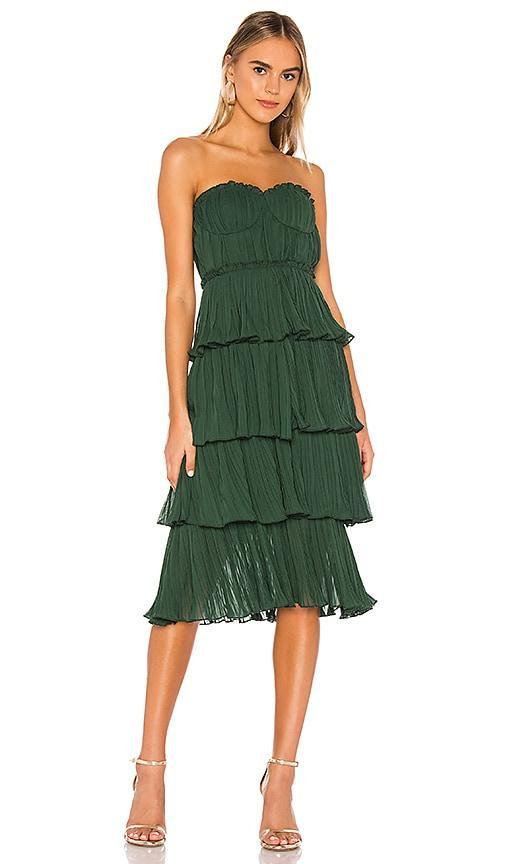 Lovers and Friends Alex Midi Dress in Dark Green. Product Image