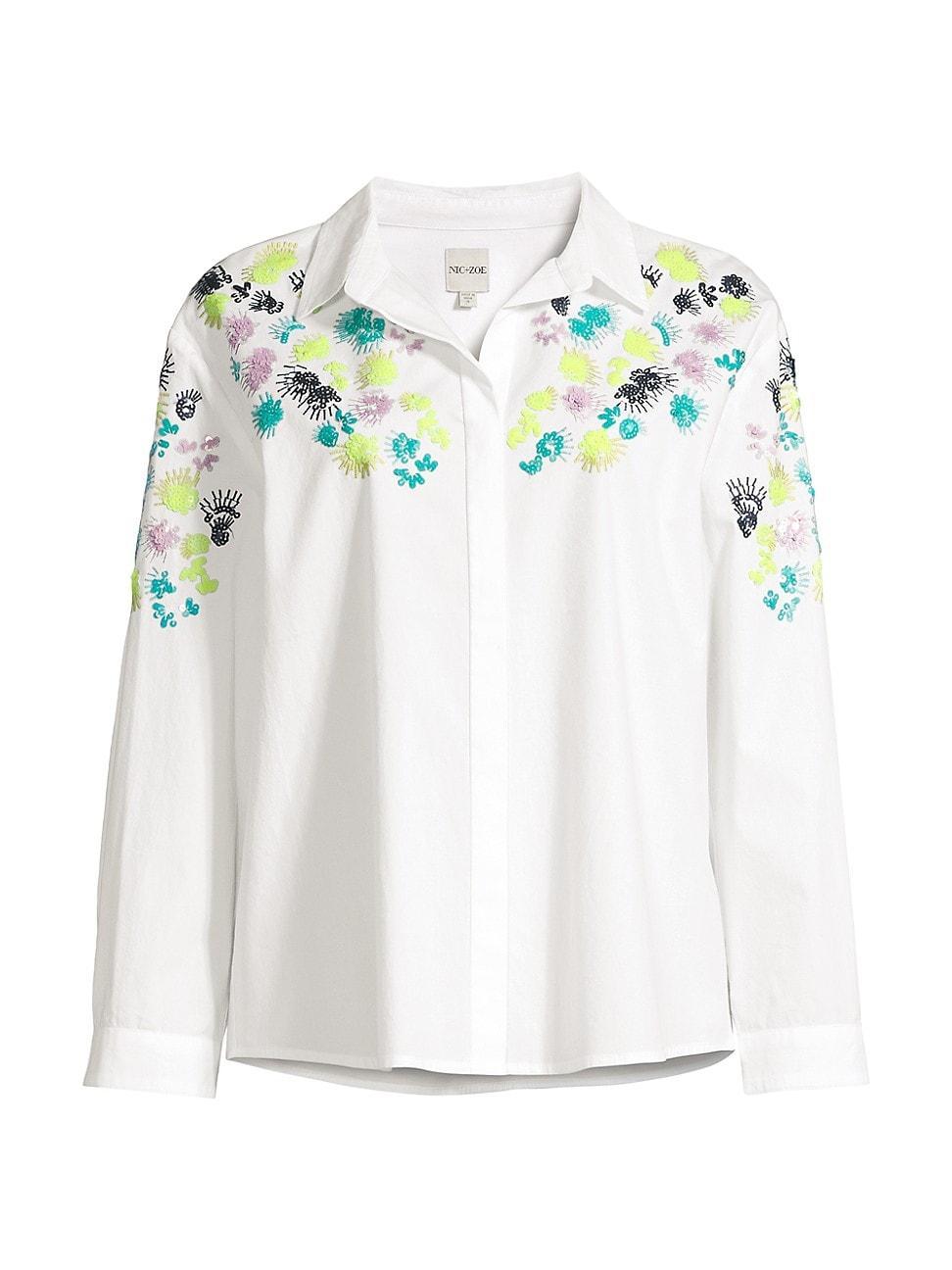 Womens Placed Petals Embroidered Blouse Product Image