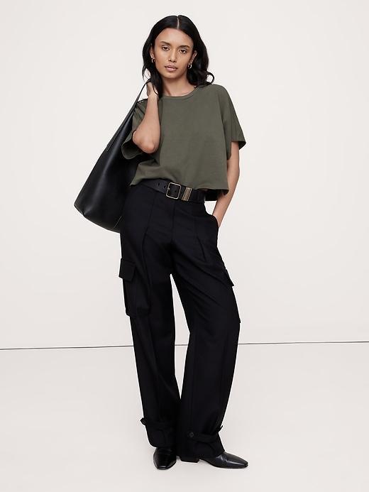 Cotton Boxy-Crop Dolman T-Shirt Product Image