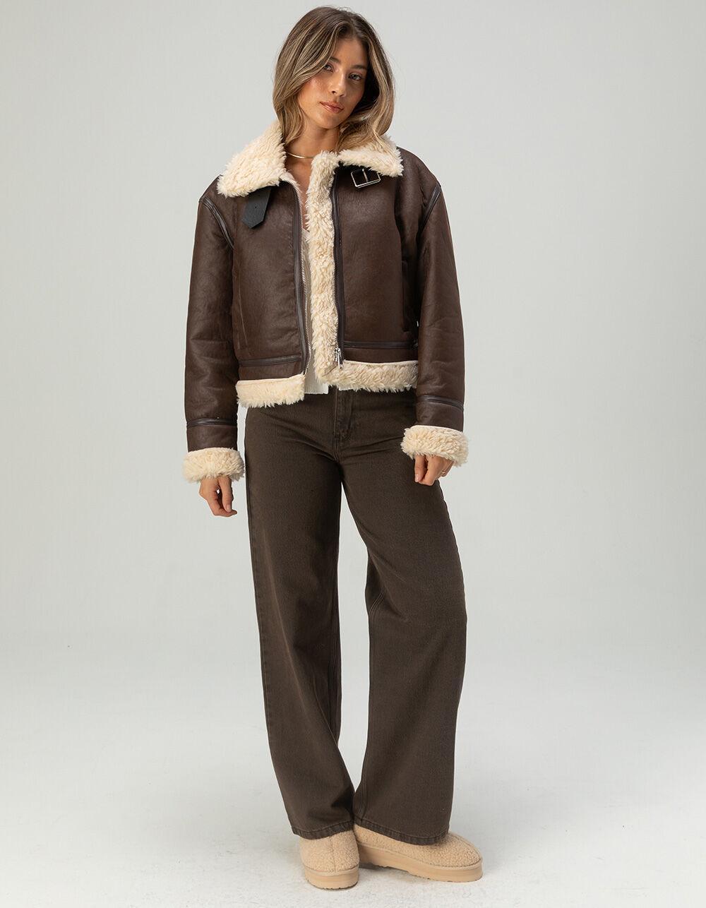 FULL TILT Womens Sherpa Moto Jacket Product Image