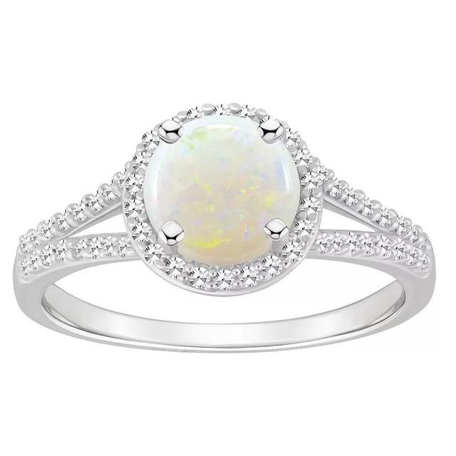 Celebration Gems Sterling Silver 7 mm Round Gemstone and 1/4 Carat T.W. Diamond Split Shank Ring, Womens White Product Image