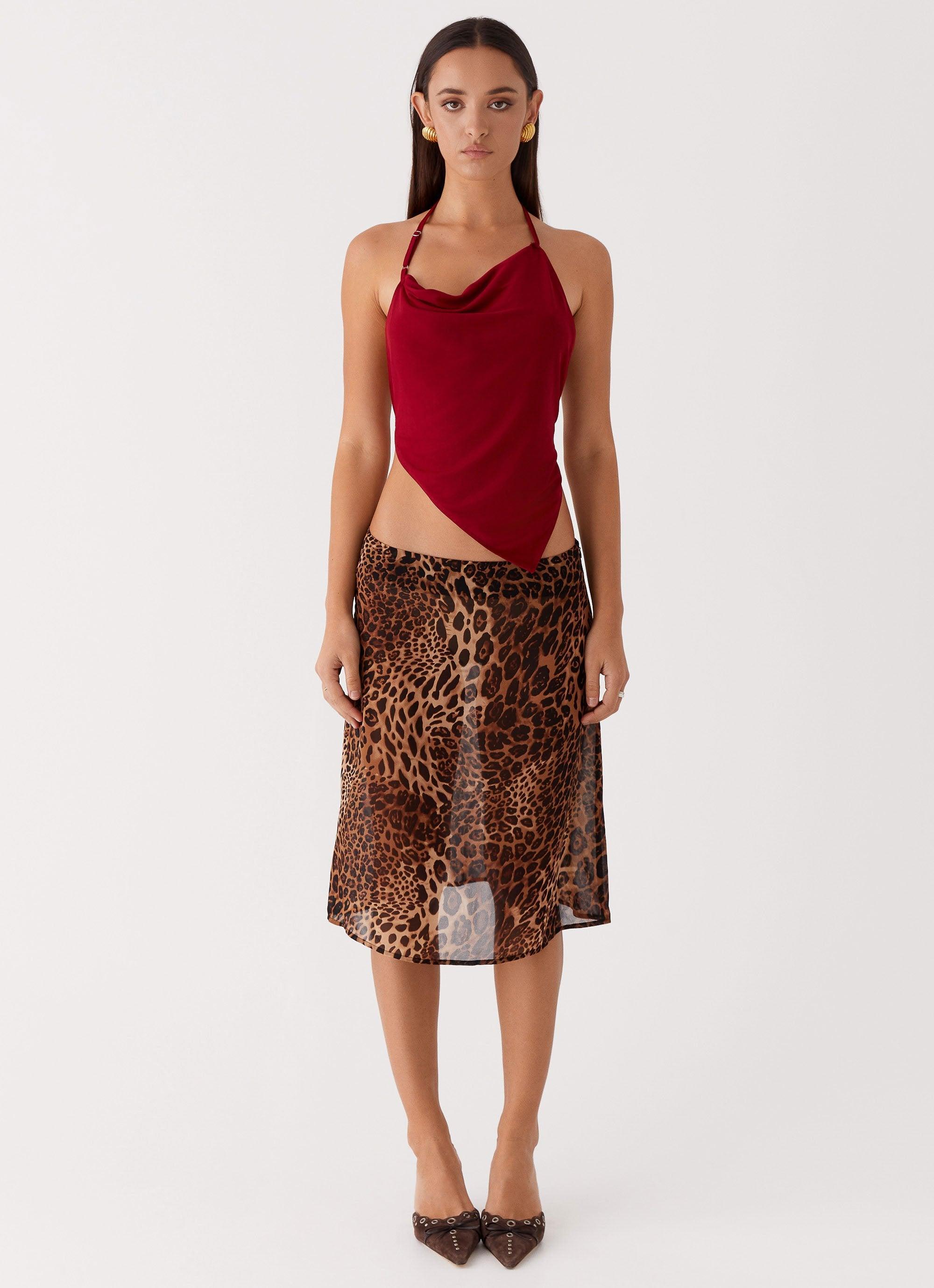 Evoke Chiffon Midi Skirt - Leopard product image