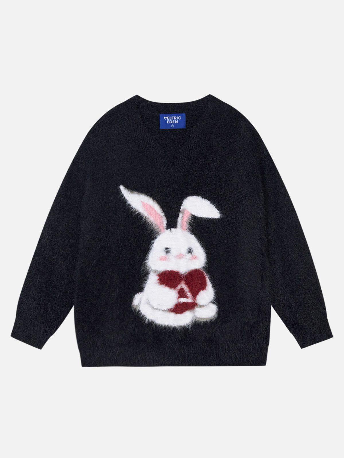 Aelfric Eden Rabbit Jacquard V-Neck Sweater Product Image