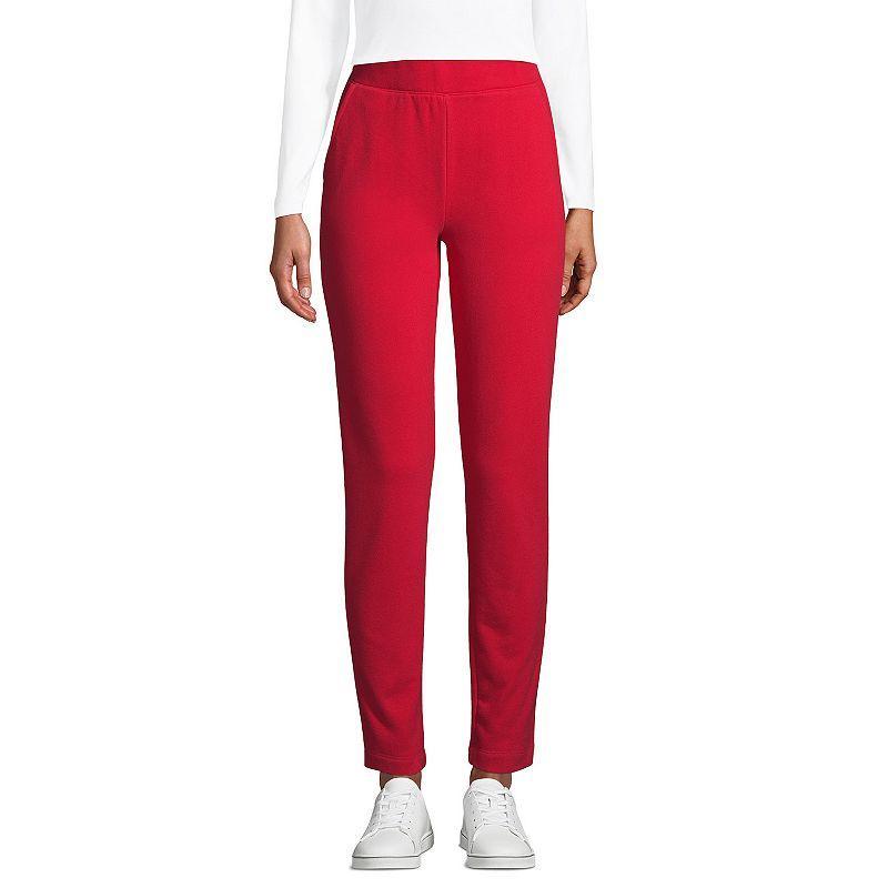 Womens Lands End Serious Sweats Ankle Sweatpants Dark Red Product Image