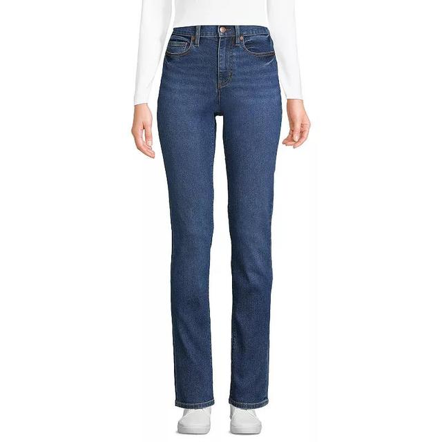 Petite Lands End Recover High-Rise Straight-Leg Jeans, Womens Blue Product Image