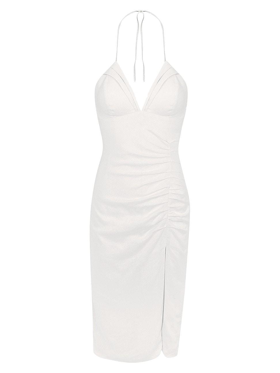 Womens Amber Ruched Halter Midi-Dress Product Image