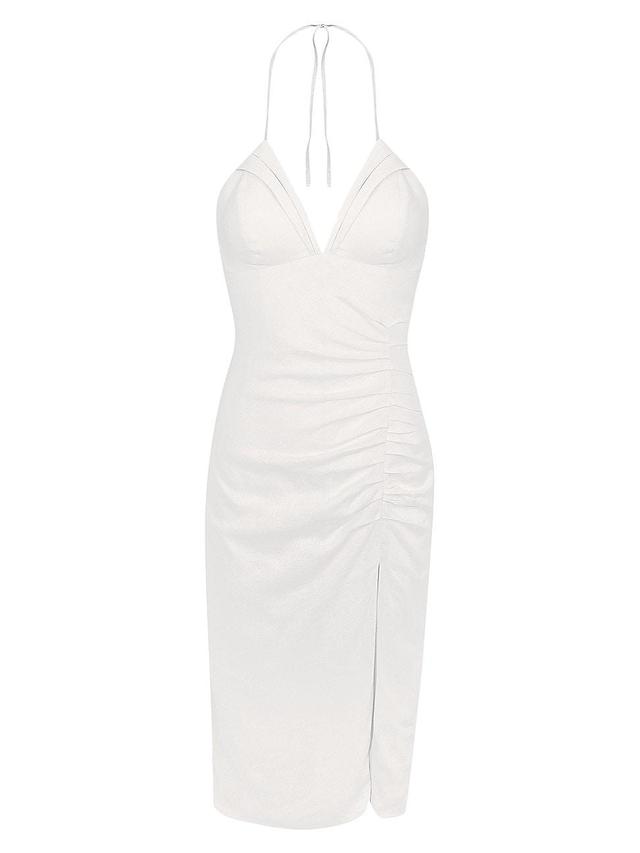 Womens Amber Ruched Halter Midi-Dress Product Image