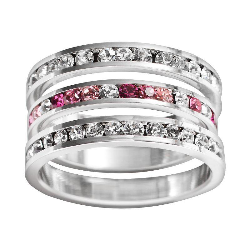 Traditions Jewelry Company Sterling Silver Crystal Eternity Ring Set, Womens Multicolor Product Image