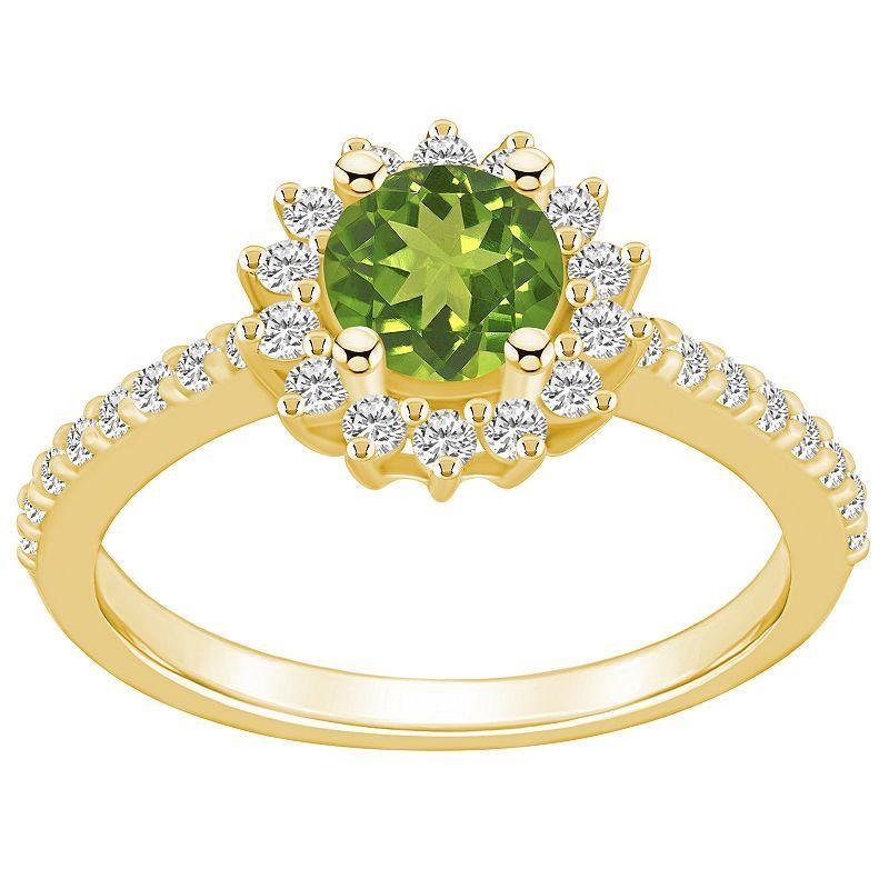 Alyson Layne 14k Gold Peridot & 1/2 Carat T.W. Diamond Halo Ring, Womens Green Product Image