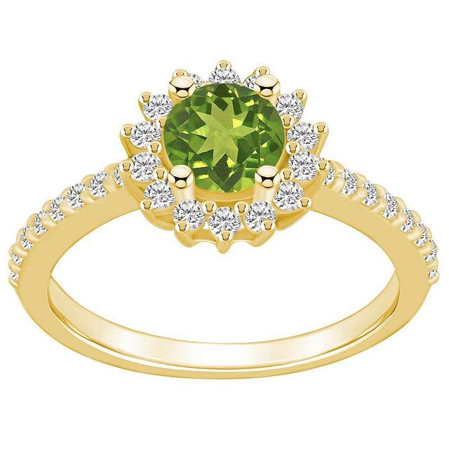 Alyson Layne 14k Gold Peridot & 1/2 Carat T.W. Diamond Halo Ring, Womens Green Product Image