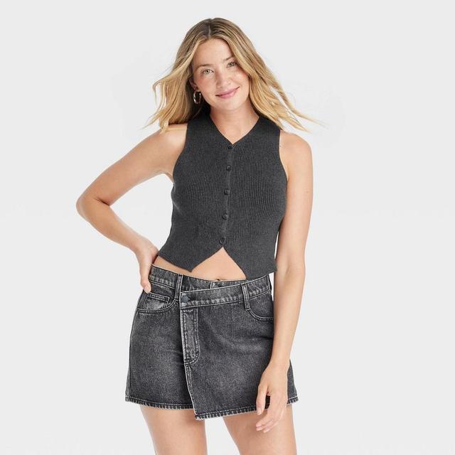 Womens Button-Front Sweater Vest - Universal Thread Charcoal XL Product Image