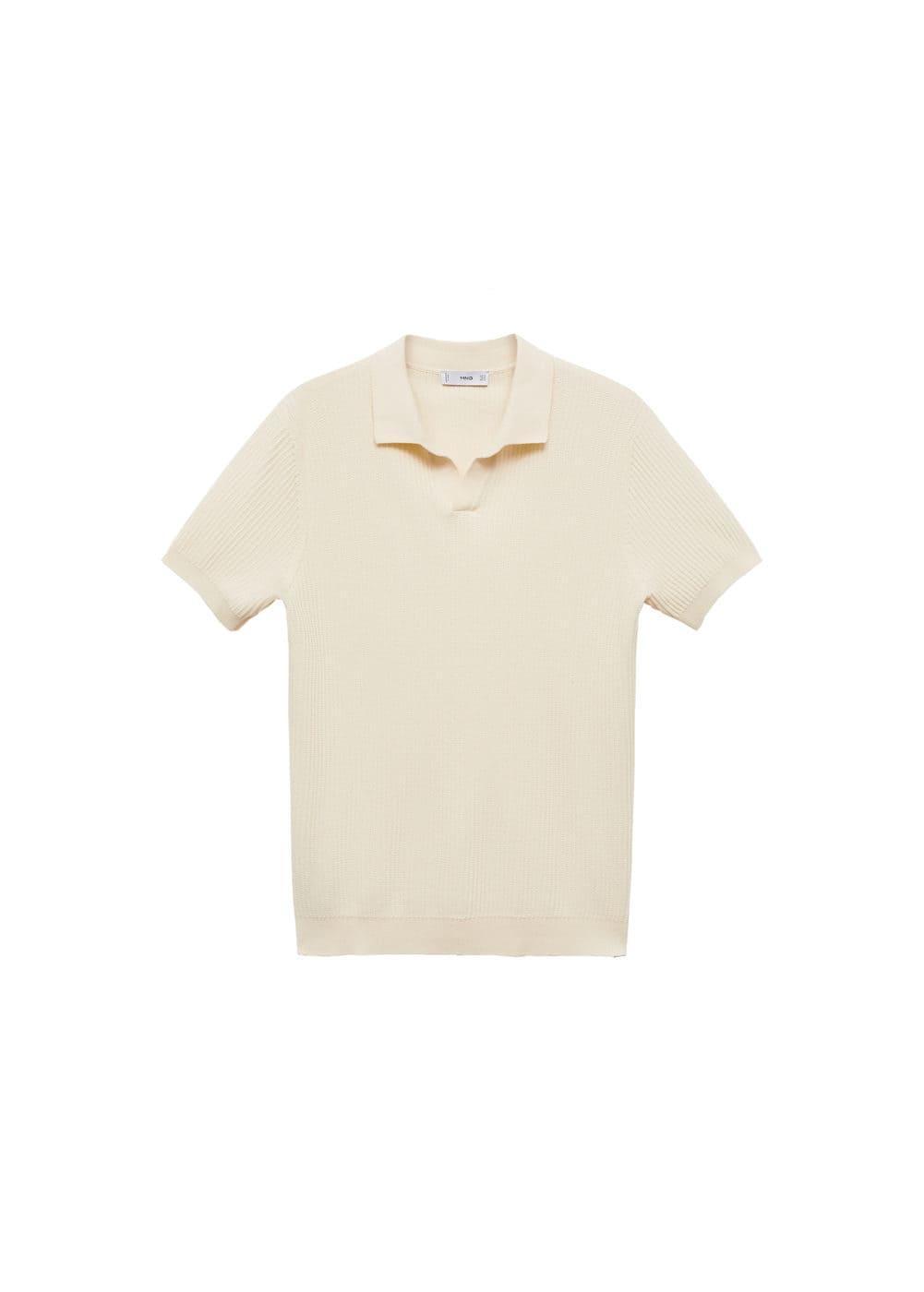 MANGO MAN - Ribbed cotton knitted polo shirt off whiteMen Product Image