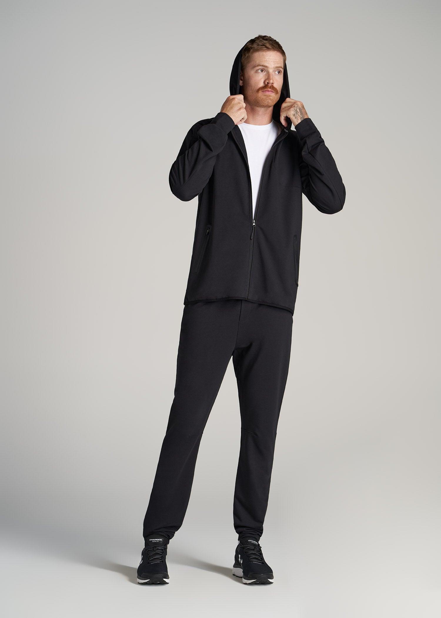 A.T. Performance French Terry Full Zip Hoodie for Tall Men in Black Product Image