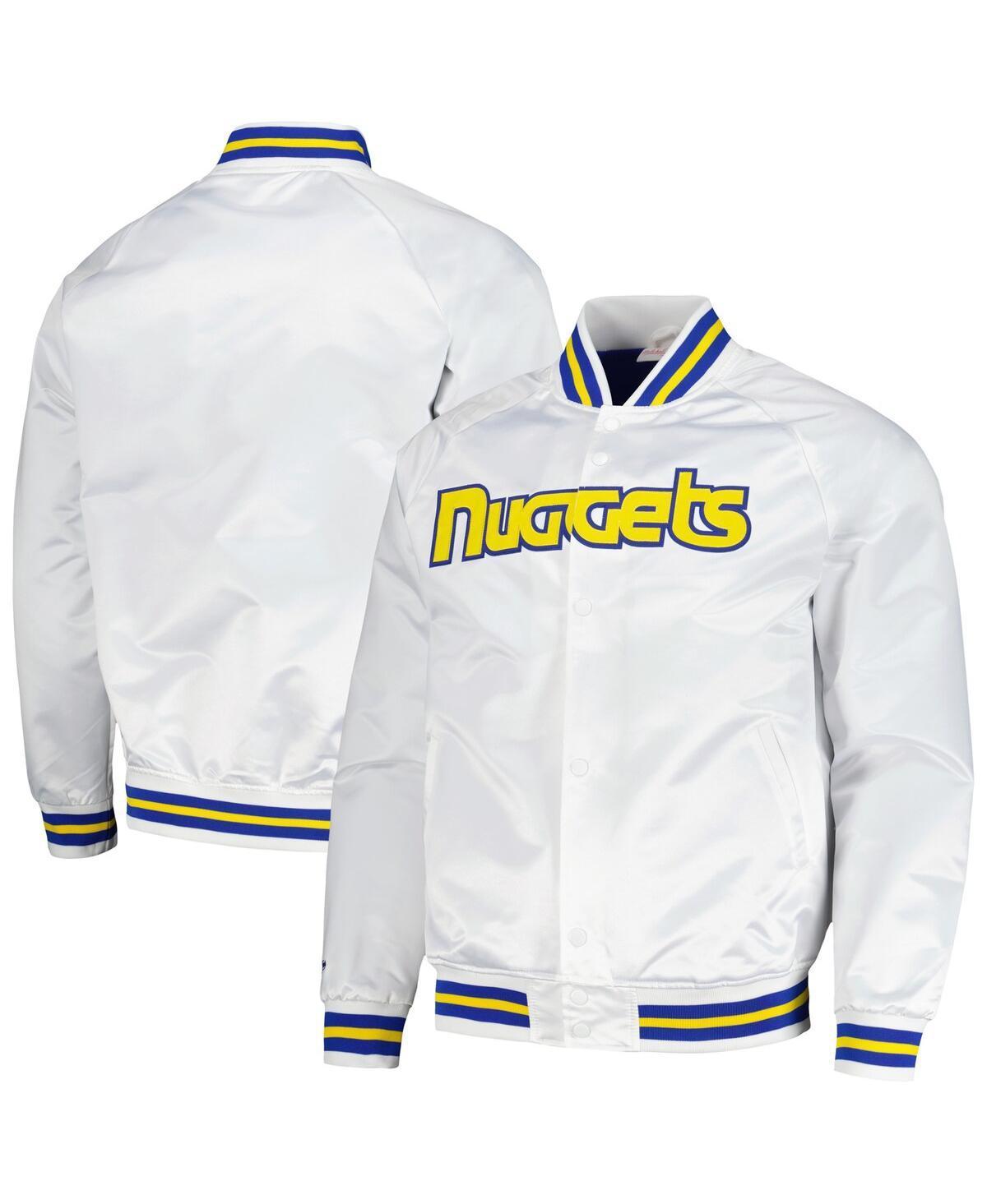 Mens Mitchell & Ness White Denver Nuggets Hardwood Classics Throwback Wordmark Raglan Full-Snap Jacket Product Image