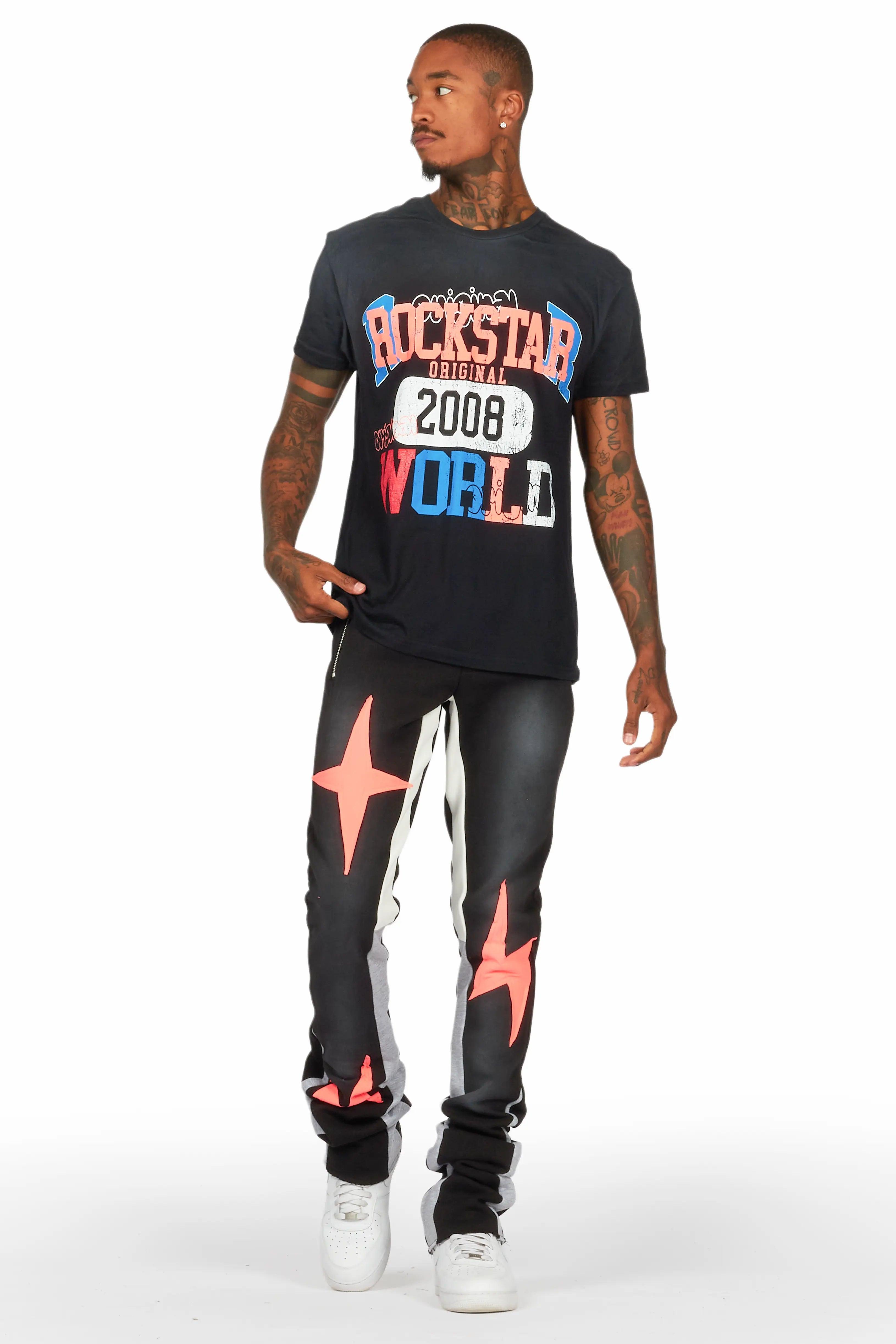 Lemar Black T-Shirt/Super Stacked Flare Track Set Male Product Image