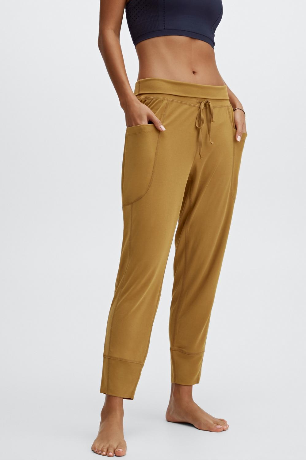 Fabletics Sleek Knit Drawstring Pant Womens Dark Bronze plus Size 4X Product Image