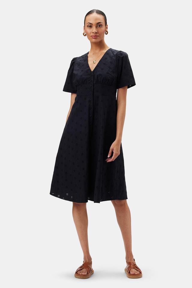 Violette Organic Cotton Eyelet Dress - Black Product Image