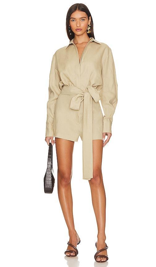 Linen Tie Detailed Romper Product Image