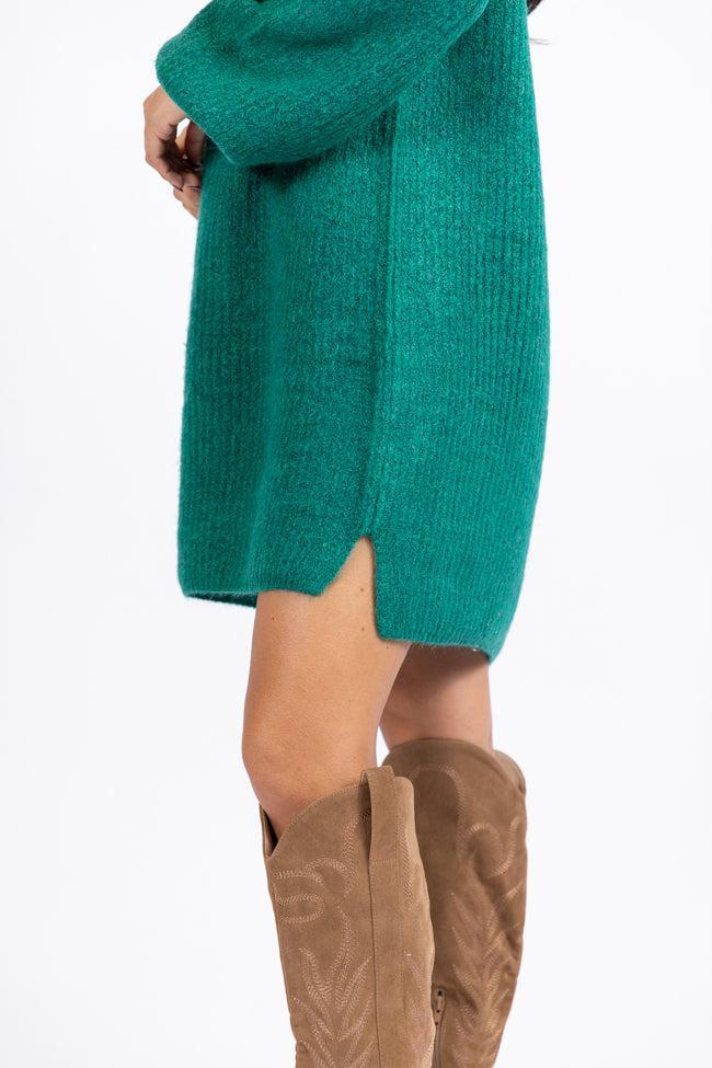 Sweet and Simple Evergreen Crewneck Sweater Dress Product Image