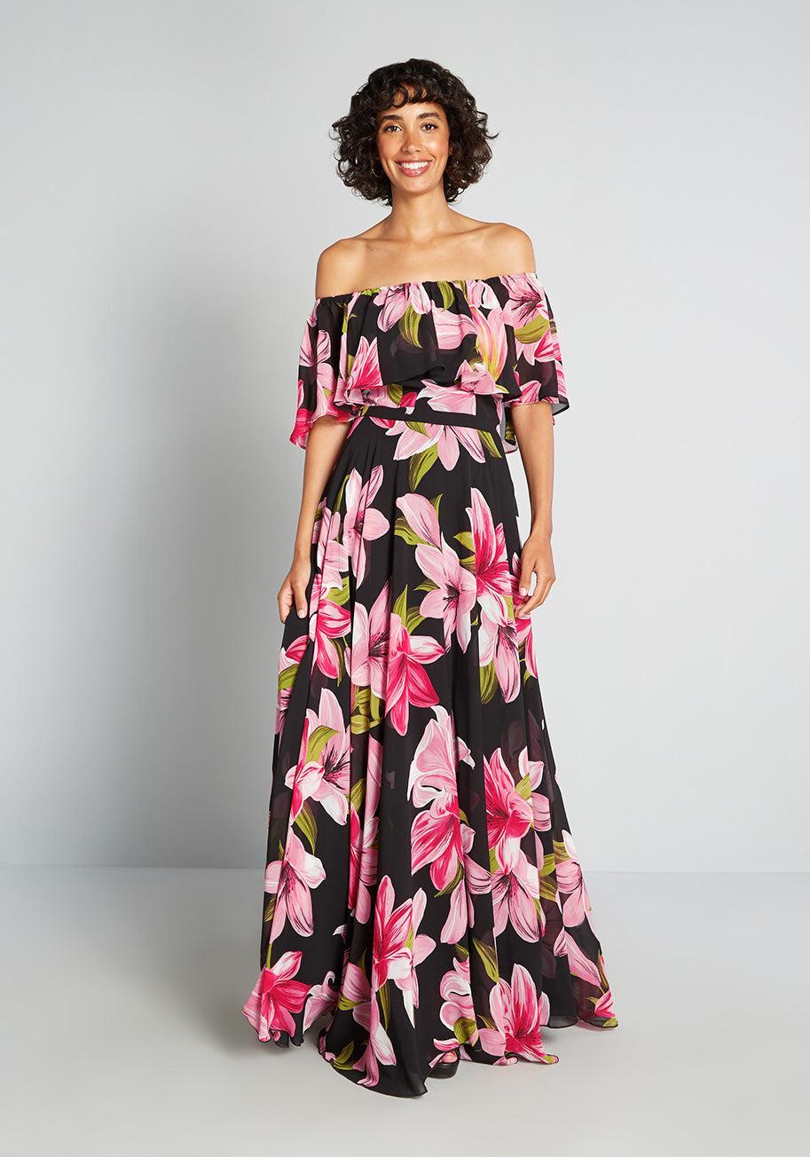 Lily Loveliness Off-Shoulder Maxi Dress Product Image