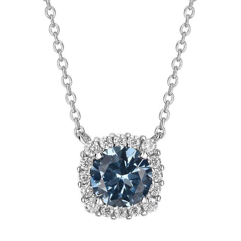 PRIMROSE Sterling Silver Cubic Zirconia Halo Pendant Necklace, Womens September Product Image