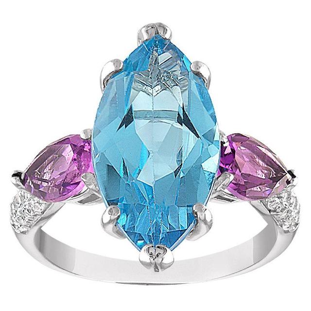 Designs by Gioelli Sterling Silver Swiss Blue Topaz & Amethyst Ring, Womens Product Image