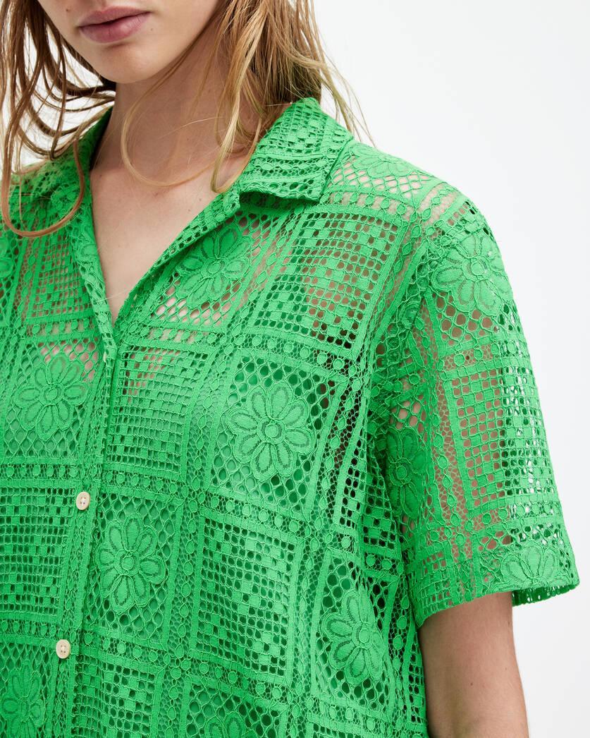 Athea Crochet Mini Shirt Dress Product Image