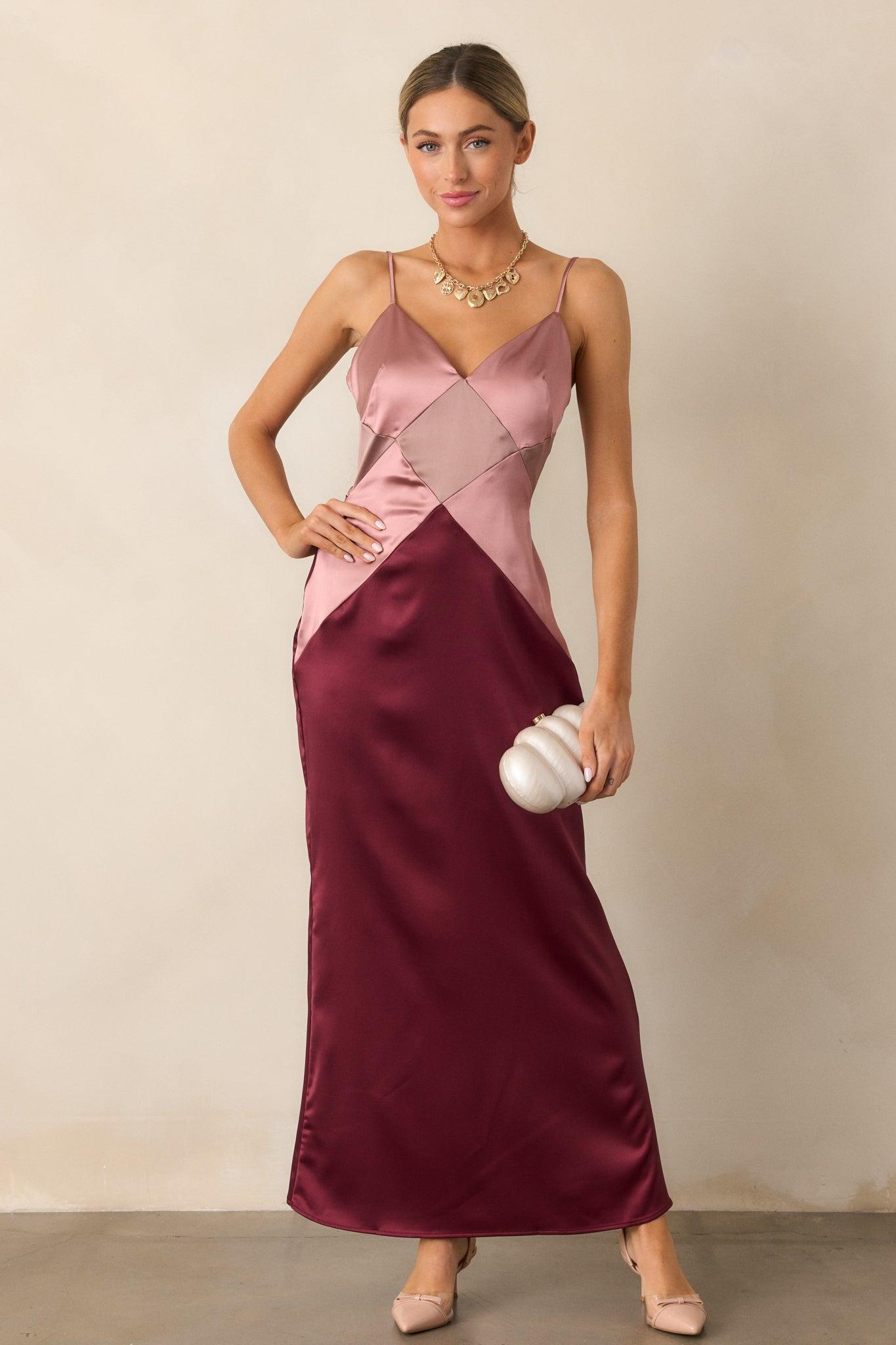 Celestial Skies Mauve Mist Satin Maxi Dress Product Image