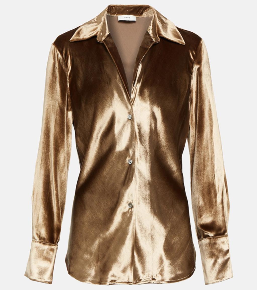 Silk Satin Blouse In Gold Product Image