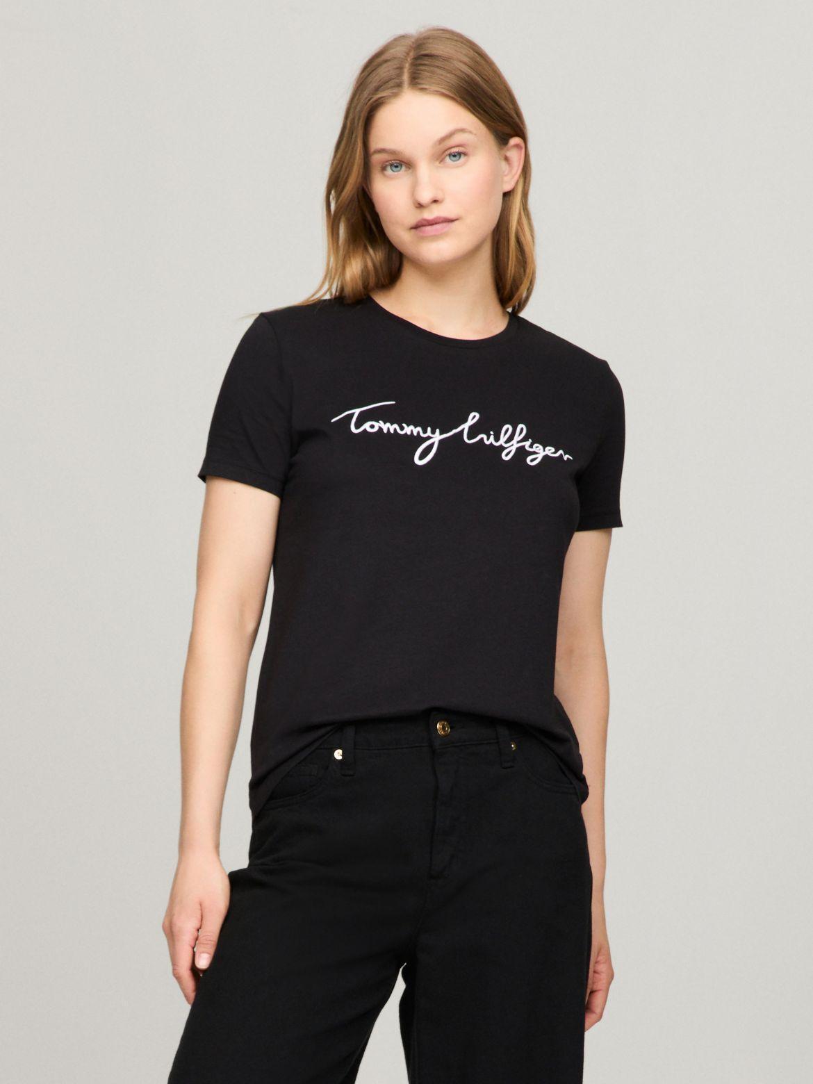 Tommy Hilfiger Women's Embroidered Signature Crewneck T-Shirt Product Image