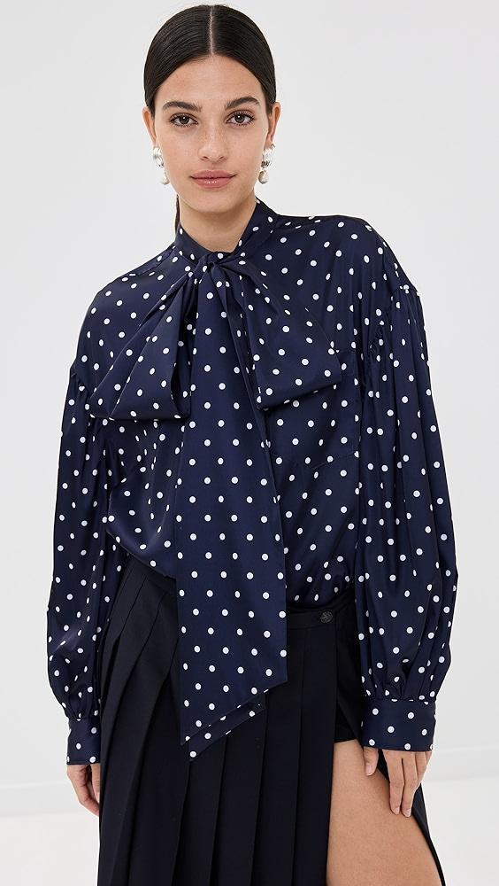 Simone Rocha Neck Bow Puff Sleeve Shirt | Shopbop Product Image