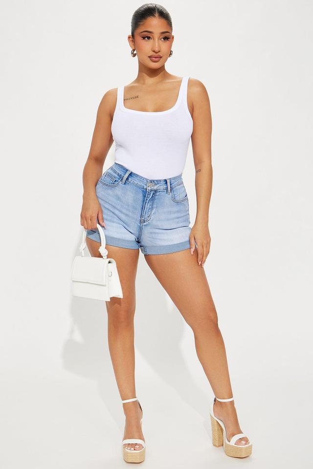 Wrapped Up In It Stretch Denim Shorts - Light Wash Product Image