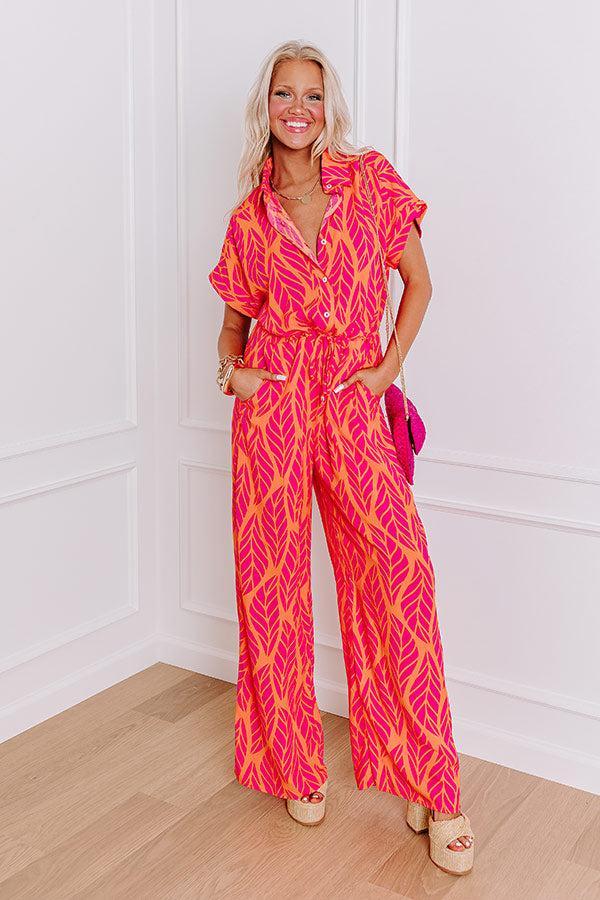 Set For Vacay Jumpsuit in Hot Pink Product Image