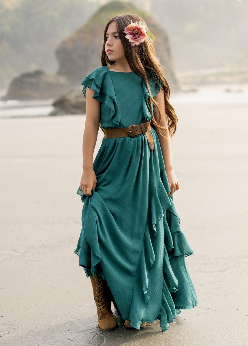 Sylviane Dress in Ocean Green Product Image